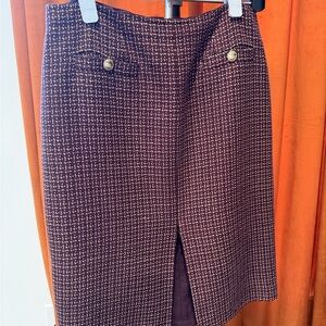 Ann Taylor Tweed Pencil Skirt in Burgundy and cream